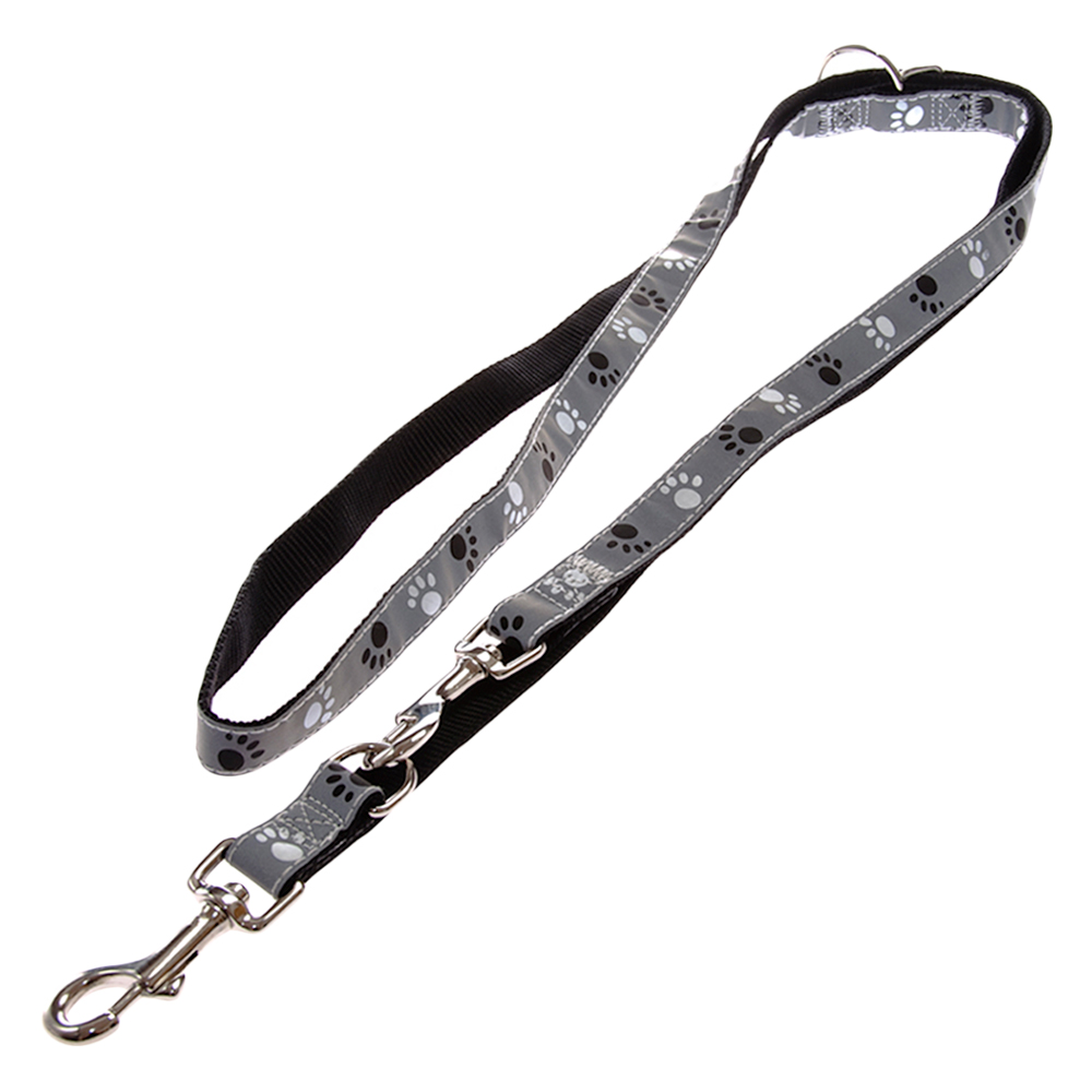 Trixie Set: Halsband Pfoten Silver Reflect + Hundeleine - Halsband Größe M-L + Leine 200 cm, 20 mm von TRIXIE