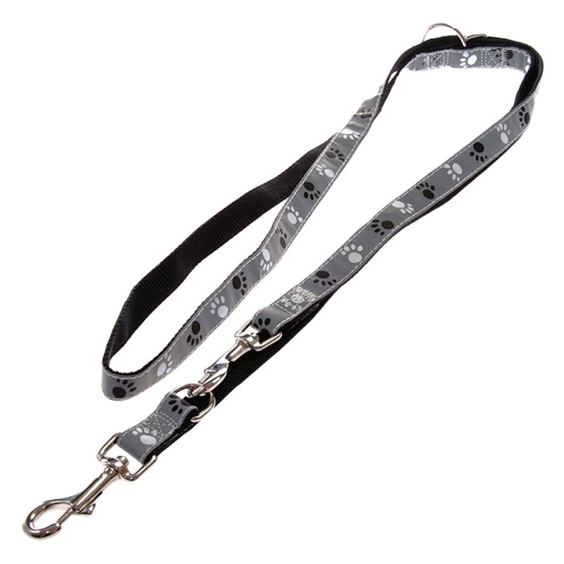 Trixie Set: Halsband Pfoten Silver Reflect + Hundeleine - Halsband Größe S-M + Leine 200 cm, 20 mm von TRIXIE
