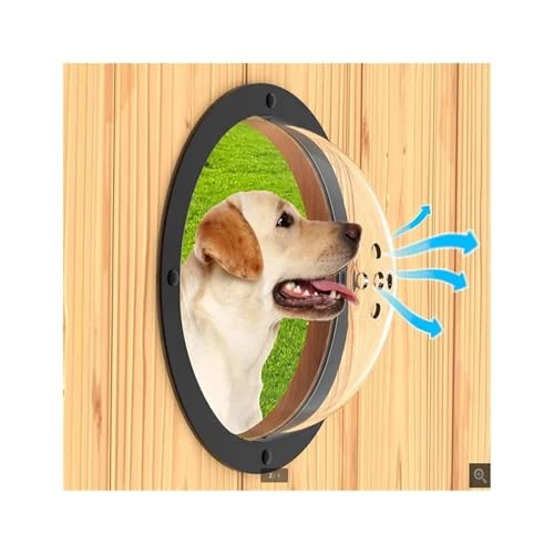 Acrylfenster des Hundes,Haustier Peek Fenster Transparentes Hundefenster aus Acryl, Halbrunder Haustierzaun, Katze und Hund, spezielle Sichttüren -Fenster(Black with Holes) von TroHollis