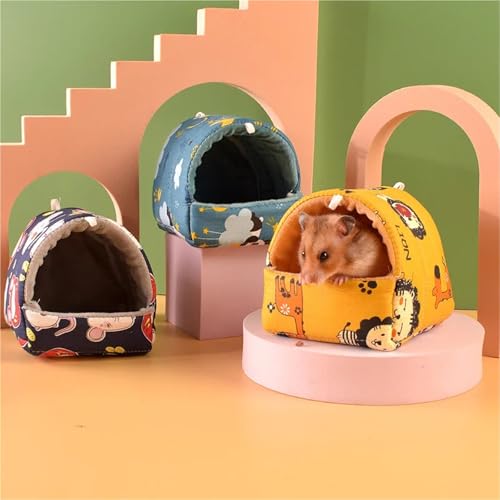 TroHollis Meerschweinchen Versteck,Meerschweinchen Bett Cute Cartoon Bird Parrot Mini Cage Guinea Pig Nest Small Animal Mice Rat Pet Sleeping Bed Hamster House Winter Warm Soft Mat(E,S 8x8cm) von TroHollis