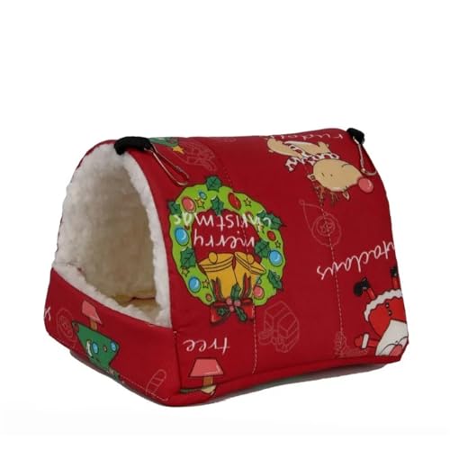 TroHollis Meerschweinchen Versteck,Meerschweinchen Bett Hamster Gold Bär Honig Tasche Segelflugzeug Schlafsack Baumwolle Nest Eichhörnchen Papagei Warme Winter Dicker(Christmas,24x23x25) von TroHollis