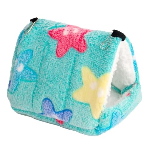 TroHollis Meerschweinchen Versteck,Meerschweinchen Bett Hamster Gold Bär Honig Tasche Segelflugzeug Schlafsack Baumwolle Nest Eichhörnchen Papagei Warme Winter Dicker(Green Starfish,20x16x19) von TroHollis