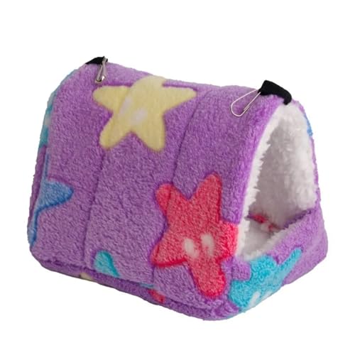 TroHollis Meerschweinchen Versteck,Meerschweinchen Bett Hamster Gold Bär Honig Tasche Segelflugzeug Schlafsack Baumwolle Nest Eichhörnchen Papagei Warme Winter Dicker(Purple Starfish,20x16x19) von TroHollis