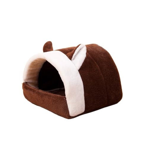 TroHollis Meerschweinchen Versteck,Meerschweinchen Bett Haustier Winter Wärme Baumwolle Nest Hamster Kleine Haustierbedarf Komfortable Wrap Home Bett(Bear Brown,L) von TroHollis