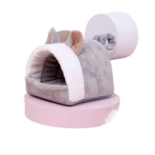 TroHollis Meerschweinchen Versteck,Meerschweinchen Bett Haustier Winter Wärme Baumwolle Nest Hamster Kleine Haustierbedarf Komfortable Wrap Home Bett(Mouse Grey,L) von TroHollis