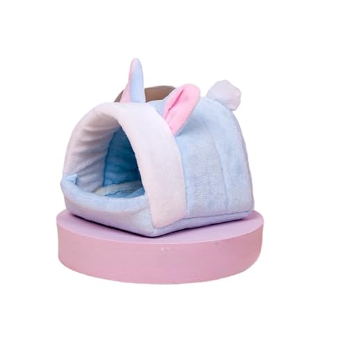 TroHollis Meerschweinchen Versteck,Meerschweinchen Bett Haustier Winter Wärme Baumwolle Nest Hamster Kleine Haustierbedarf Komfortable Wrap Home Bett(Rabbit Blue,S) von TroHollis