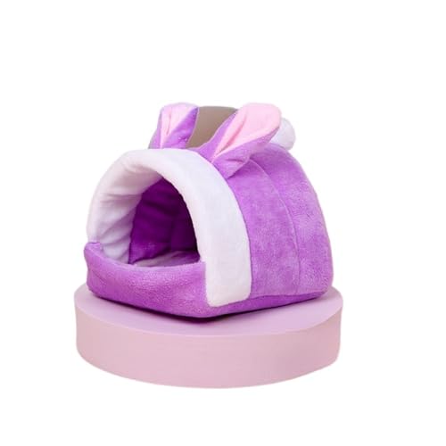 TroHollis Meerschweinchen Versteck,Meerschweinchen Bett Haustier Winter Wärme Baumwolle Nest Hamster Kleine Haustierbedarf Komfortable Wrap Home Bett(Rabbit Purple,L) von TroHollis