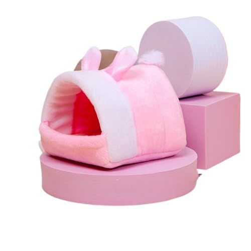 TroHollis Meerschweinchen Versteck,Meerschweinchen Bett Haustier Winter Wärme Baumwolle Nest Hamster Kleine Haustierbedarf Komfortable Wrap Home Bett(Rabbit pink,M) von TroHollis