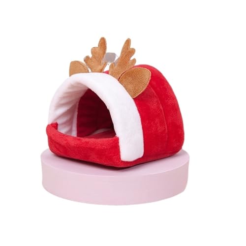 TroHollis Meerschweinchen Versteck,Meerschweinchen Bett Haustier Winter Wärme Baumwolle Nest Hamster Kleine Haustierbedarf Komfortable Wrap Home Bett(Red,XS) von TroHollis