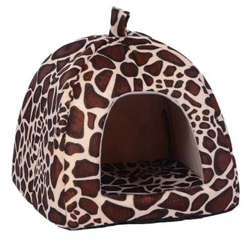 TroHollis Meerschweinchen Versteck,Meerschweinchen Bett Zwinger Doggy Fashion Kissenkorb Weiche Erdbeere Haustier Hund Katze Haus Zelt Hundehütte Kleine Hunde Kätzchen Bett Katzenhaus(Leopard,XL) von TroHollis