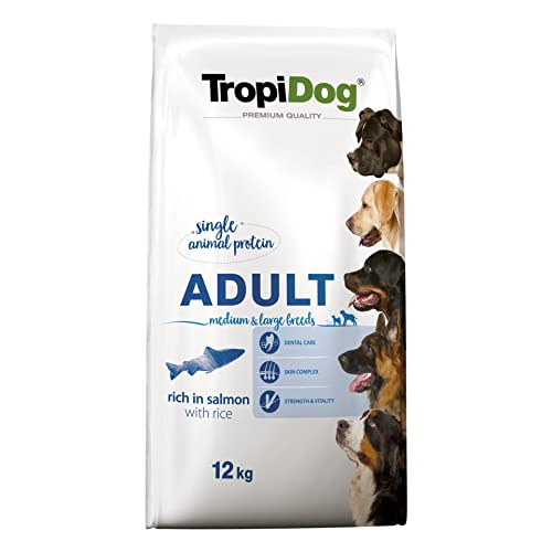 TROPIDOG Premium Adult Medium & Large Salmon with Rice - Dry Dog Food - 12 kg von TropiDog