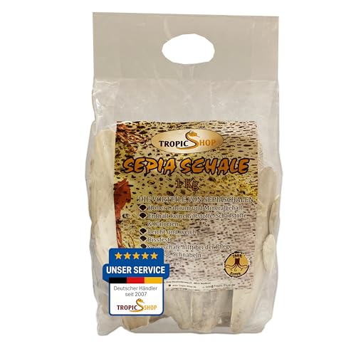 Tropic Shop, 1Kg 12-25cm Große Sepiaschalen Packung, 100% Reine Qualität, Optimale Gesundheitsförderung, Kalziumversorgung, Premium Pflege & Aufbau, Geeignet für Reptilien und Vögel von TropicShop