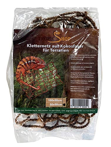 TropicShop Kletternetz aus Natur Kokosfaser - natürliche Terrarien Dekoration (50x50cm) von TropicShop