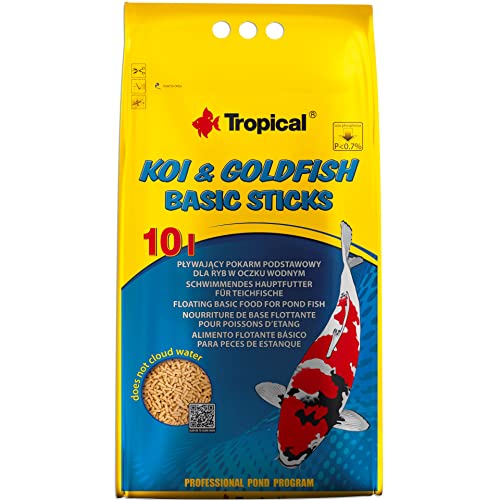 KOI&Goldfish Basic Sticks 10L / 800G - Teichfischfutter, schwimmende Sticks für die tägliche Fütterung von Koi, Goldfischen von Tropical