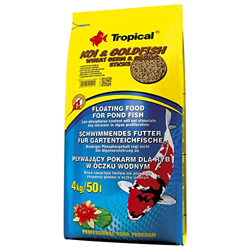 KOI&Goldfish Wheat Germ&Garlic Sticks 4kg - Teichfischfutter für die tägliche Fütterung von Koi in einem Breiten Temperaturbereich von 8 bis 30°C von Tropical