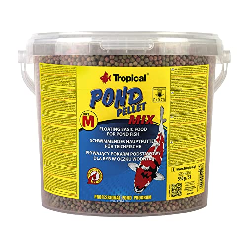Pond Pellet Mix Size M 5L / 550g - Schwimmendes Teichfischfutter-Pellets für Goldfische, Koi und alle Kaltwasserfische von Tropical