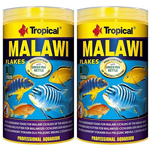 Tropical 2 Stück 1 Liter Malawi Flocken Doppelpack 2 er Set Cichlid Malawi Fischfutter von Tropical