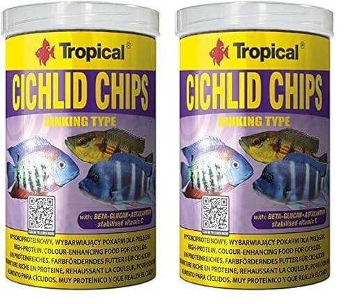 Tropical Cichlid Chips - langsam sinkende, zutatenreiche Futterchips, 2er Pack (1 x 1 l), 520 g (2er Pack) von Tropical