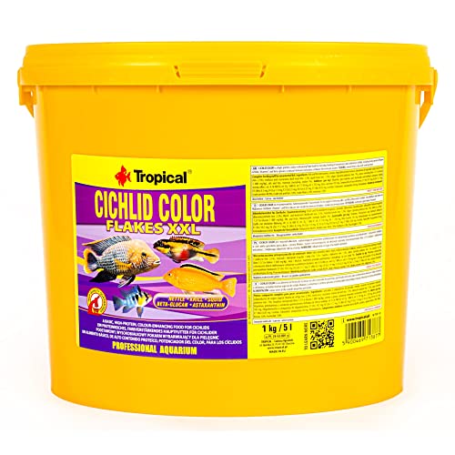 Tropical Cichlid Color Flakes - farbverstärkendes Flockenfutter mit Beta-Glucan, 1er Pack (1 x 5 l) von Tropical