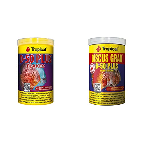 Tropical D-50 Plus Flockenfutter, 1er Pack (1 x 1 l) & Discus Gran D-50 Plus, 1er Pack (1 x 1 l) von Tropical