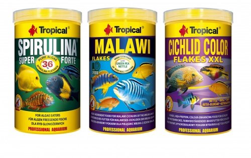 Tropical Futterset Malawi Spirulina Forte Cichlid Color 3 x 1 L von Tropical