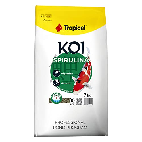 Tropical KOI SPIRULINA Pellet Size S 7kg - Teichfischfutter für die tägliche Fütterung von Koi in der warmen Jahreszeit bei Wassertemperaturen von 15 bis 30°C von Tropical
