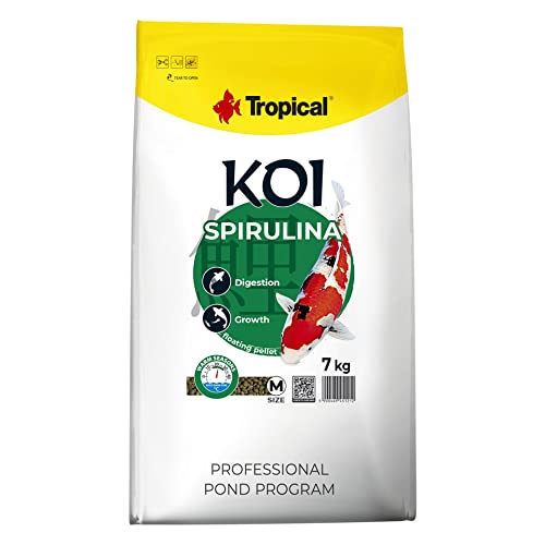 Tropical KOI SPIRULINA Pellet Size M 7kg - Teichfischfutter für die tägliche Fütterung von Koi in der warmen Jahreszeit bei Wassertemperaturen von 15 bis 30°C von Tropical