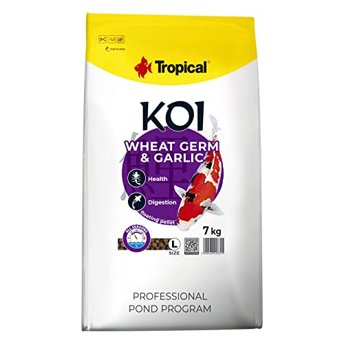 Tropical KOI Wheat Germ & Garlic Pellet Size L 7kg - Teichfischfutter für die tägliche Fütterung von Koi in einem Breiten Temperaturbereich von 8 bis 30°C von Tropical