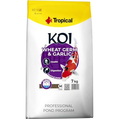 Tropical KOI Wheat Germ & Garlic Pellet Size M 7kg - Teichfischfutter für die tägliche Fütterung von Koi in einem Breiten Temperaturbereich von 8 bis 30°C von Tropical