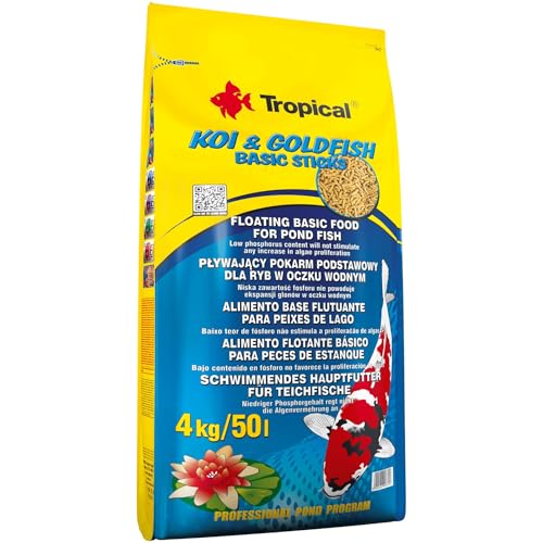 Tropical KOI&Goldfish Basic Sticks 4kg - Teichfischfutter, schwimmende Sticks für die tägliche Fütterung von Koi, Goldfischen von Tropical