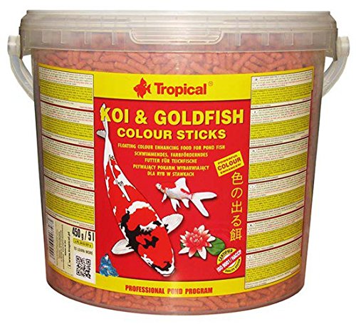 Tropical KOI&Goldfish Colour Sticks 5L / 450g - Vollständiges Teichfischfutter, farbverstärkendes Schwimmfutter für alle farbigen Koi, Goldfische von Tropical