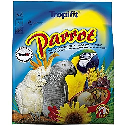 Parrot 1kg - Mischung aus Saaten, Trockenfrüchten, Gemüse für große Papageien (z.B. Graupapageien, Kakadus, Aras) von Tropifit