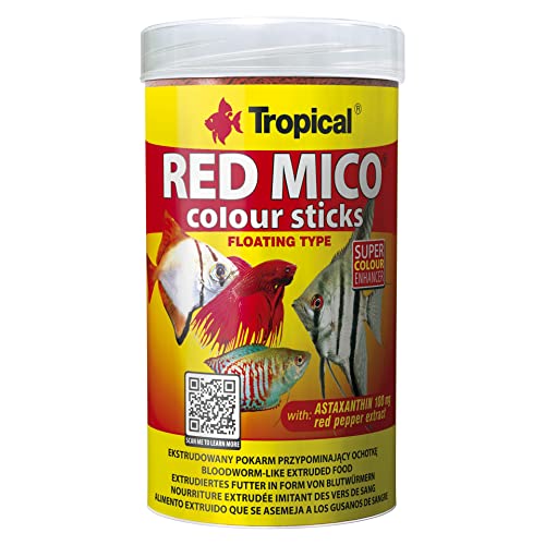 Tropical Red Mico Colour Sticks gefriergetrocknete Blutwürmer, 1er Pack (1 x 250 ml) von Tropical