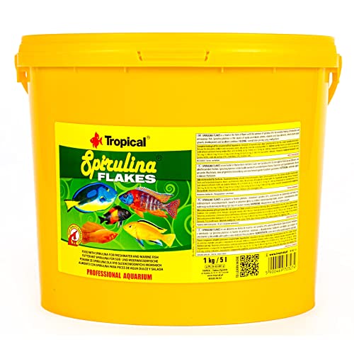 Tropical Spirulina Flakes Pflanzliches Flockenfutter mit Spirulina, 1er Pack (1 x 5 l) von Tropical