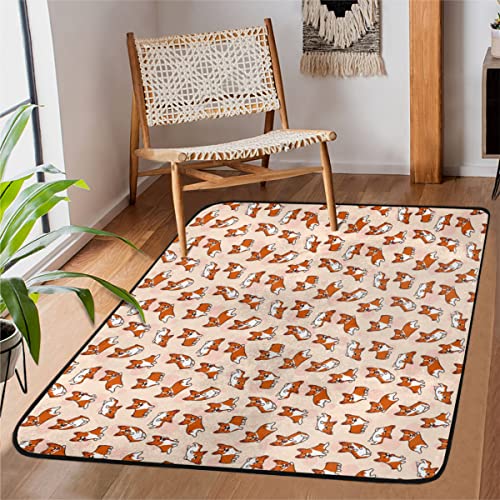 TropicalLife Corgi Hundeteppich, 122 x 160 cm, großer Teppich für Schlafzimmer, Wohnzimmer, Flur, Läufer, Bodenteppich, Matte von TropicalLife