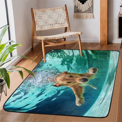 TropicalLife Puppy Dog Area Rug Carpet 152 x 99 cm, Dog Area Rugs for Living Room Bedroom Kitchen Dining Room Indoor Outdoor Large Non-Slip Floor Mat Rug von TropicalLife