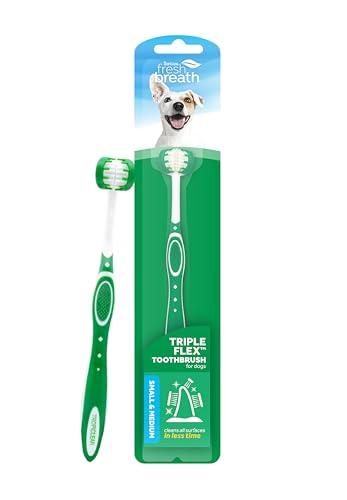 Frischer Atem durch TropiClean Triple Flex Zahnbürste für kleine Hunde - 360 ° Borsten, schnell und einfach zu reinigen - Hilft bei der Entfernung von Plaque und Zahnstein Frischer Atem durch TropiClean Triple Flex Zahnbürste für kleine Hunde - 360 ° Borsten, schnell und einfach zu reinigen - Hilft bei der Entfernung von Plaque und Zahnstein von Tropiclean