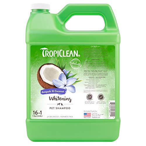 TropiClean Awapuhi & Coconut Whitening Shampoo für Haustiere, 3,78 Liter, hergestellt in den USA von Tropiclean