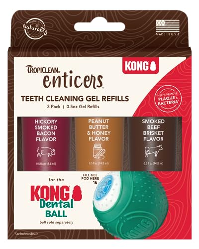 TropiClean Enticers Zahnreinigungsgel für Kong Dental Ball | Nachfüll-Zahngel | 3 Stück Variety Pack | 0,5 Unzen je 0,5 Unzen von Tropiclean