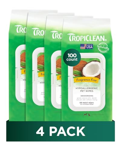 TropiClean Hypoallergene Hundetücher für Pfoten und Po, parfümfrei, sicher für das Gesicht, geeignet für Welpen und Katzen, 400 Stück TropiClean Hypoallergene Hundetücher für Pfoten und Po, parfümfrei, sicher für das Gesicht, geeignet für Welpen und Katzen, 400 Stück von Tropiclean