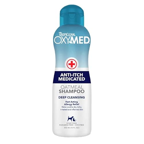 TropiClean OxyMed Medizinisches Hundeshampoo - Allergien & Juckreiz - Linderung und Reinigung bei juckender Haut, Schuppenbildung, Seborrhoe, Hot Spots, Entzündungen - Anti-Juckreiz Shampoo, 355ml TropiClean OxyMed Medizinisches Hundeshampoo - Allergien & Juckreiz - Linderung und Reinigung bei juckender Haut, Schuppenbildung, Seborrhoe, Hot Spots, Entzündungen - Anti-Juckreiz Shampoo, 355ml von Tropiclean
