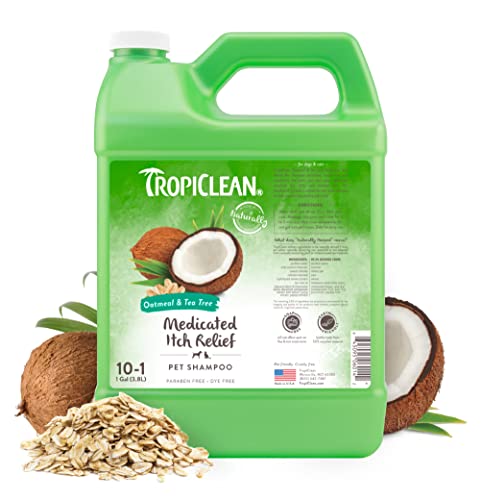 TropiClean Shampoo für Tiere - Med. Juckreizlinderung - Peelt, Befeuchtet & beruhigt trockene, juckende Haut & Fell I Für Hunde & Katzen I Parabens-, Farb- und Seifenfrei - Hafermehl & Teebaum, 3,78 L TropiClean Shampoo für Tiere - Med. Juckreizlinderung - Peelt, Befeuchtet & beruhigt trockene, juckende Haut & Fell I Für Hunde & Katzen I Parabens-, Farb- und Seifenfrei - Hafermehl & Teebaum, 3,78 L von Tropiclean