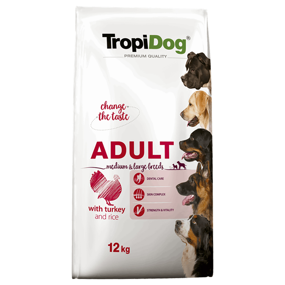 Tropidog Premium Adult Medium & Large Truthahn & Reis - 12 kg von Tropidog