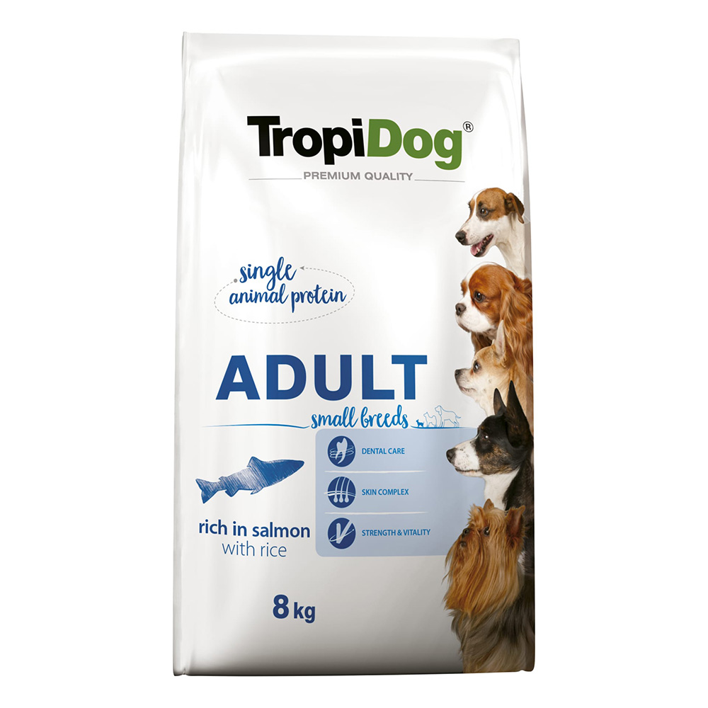 Tropidog Premium Adult Small Lachs - Sparpaket: 2 x 8 kg Tropidog Premium Adult Small Lachs - Sparpaket: 2 x 8 kg von Tropidog