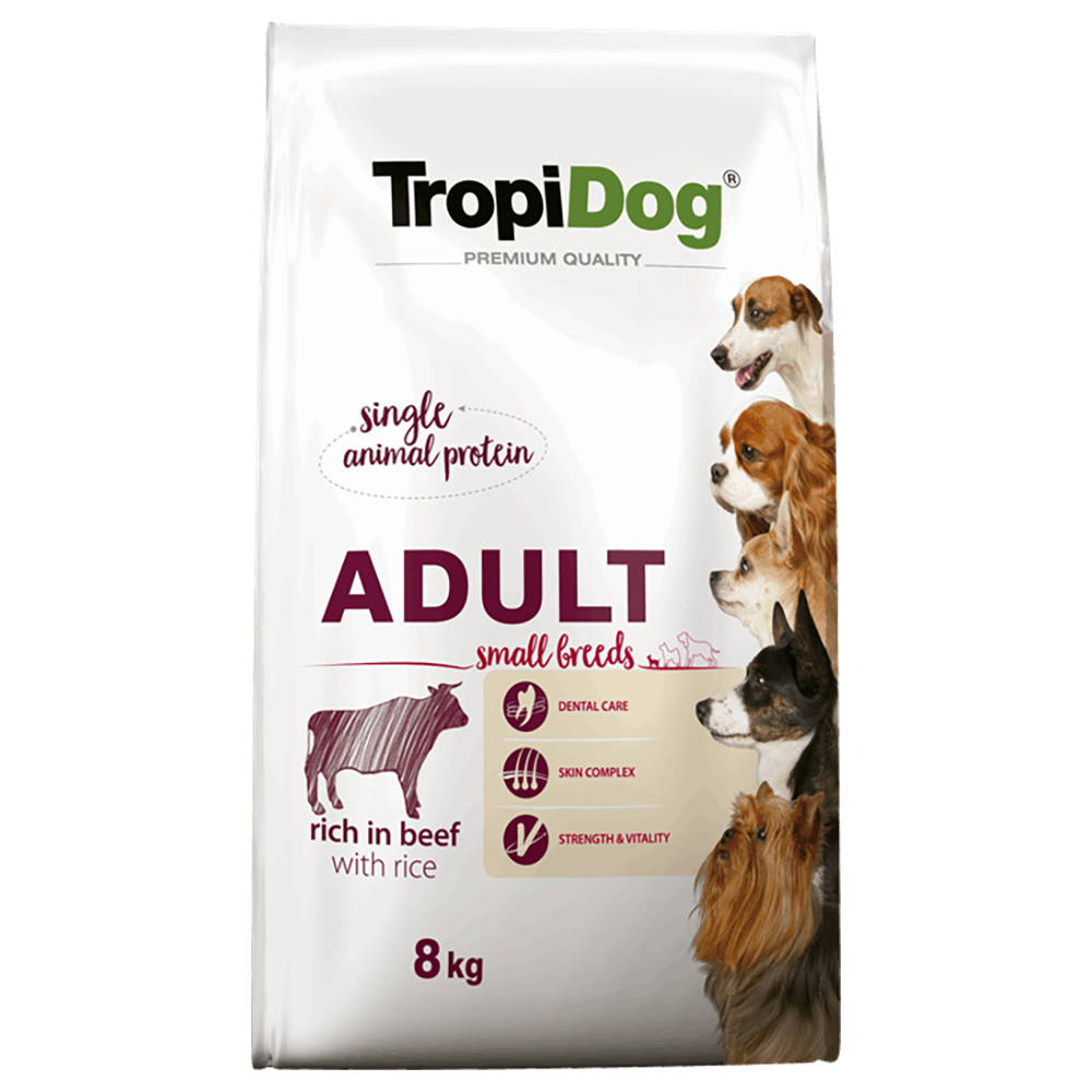Tropidog Premium Adult Small Rind & Reis - Sparpaket: 2 x 8 kg Tropidog Premium Adult Small Rind & Reis - Sparpaket: 2 x 8 kg von Tropidog