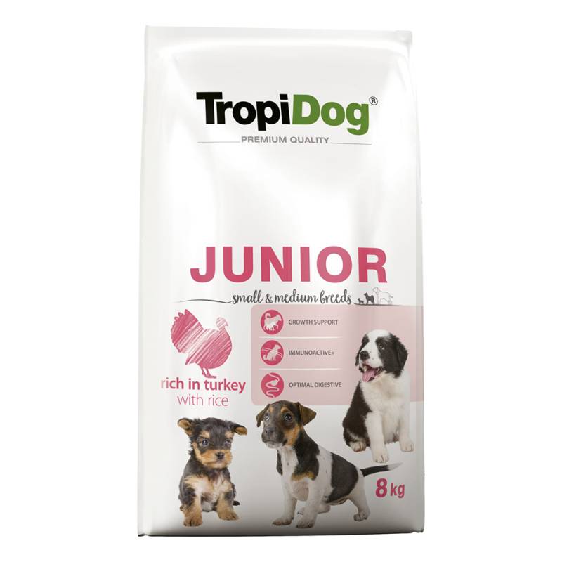 Tropidog Premium Junior Small & Medium Truthahn & Reis - Sparpaket: 2 x 8 kg von Tropidog