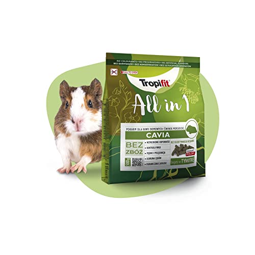 Tropifit All in 1 Cavia - Futter für Meerschweinchen – extrudiertes Alleinfutter Getreidefrei, Ballaststoffreich – Mit Wiesengras, Kräutern & Ringelblumenblüten von Tropifit