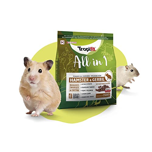 Tropifit All in 1 Hamster & Gerbil – Futter für Hamster und Rennmäuse – extrudiertes Alleinfutter mit Mehlwürmern, Garnelen, Luzerne und Ballaststoffen von Tropifit