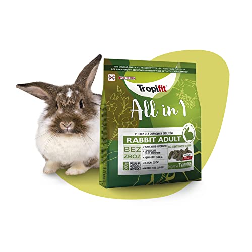 Tropifit All in 1 Rabbit Adult – Futter für ausgewachsene Kaninchen – extrudiertes Alleinfutter Getreidefrei, Ballaststoffreich mit Wiesengras und Kräutern von Tropifit