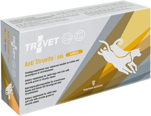 Trovet Anti Struvite UAS Tabletten | 30 Stück | Diät-Ergänzungsfuttermittel für Erwachsene Hunde und Katzen | Zur Unterstützung bei Struvitkristallen | Auflösung und Prävention von Trovet